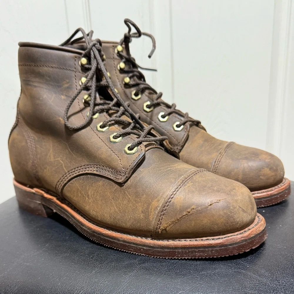 Chippewa LLBean Katahdin Iron Works Engineer Cap Toe Boots Brown Men’s 8.5 D